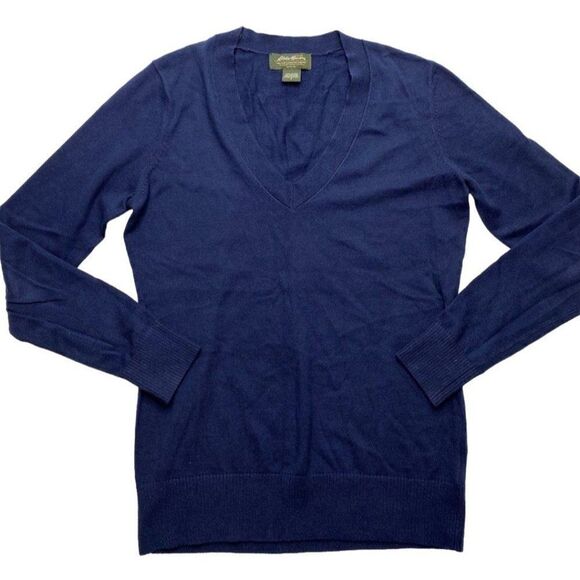 Womens Eddie Bauer V Neck Long Sleeve Lightweight Sweater Sz Small - Picture 6 of 6